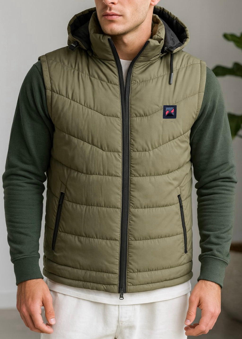 SLEEVLESS REMOVABLE & DETACHABLE JACKET-SEA GREEN