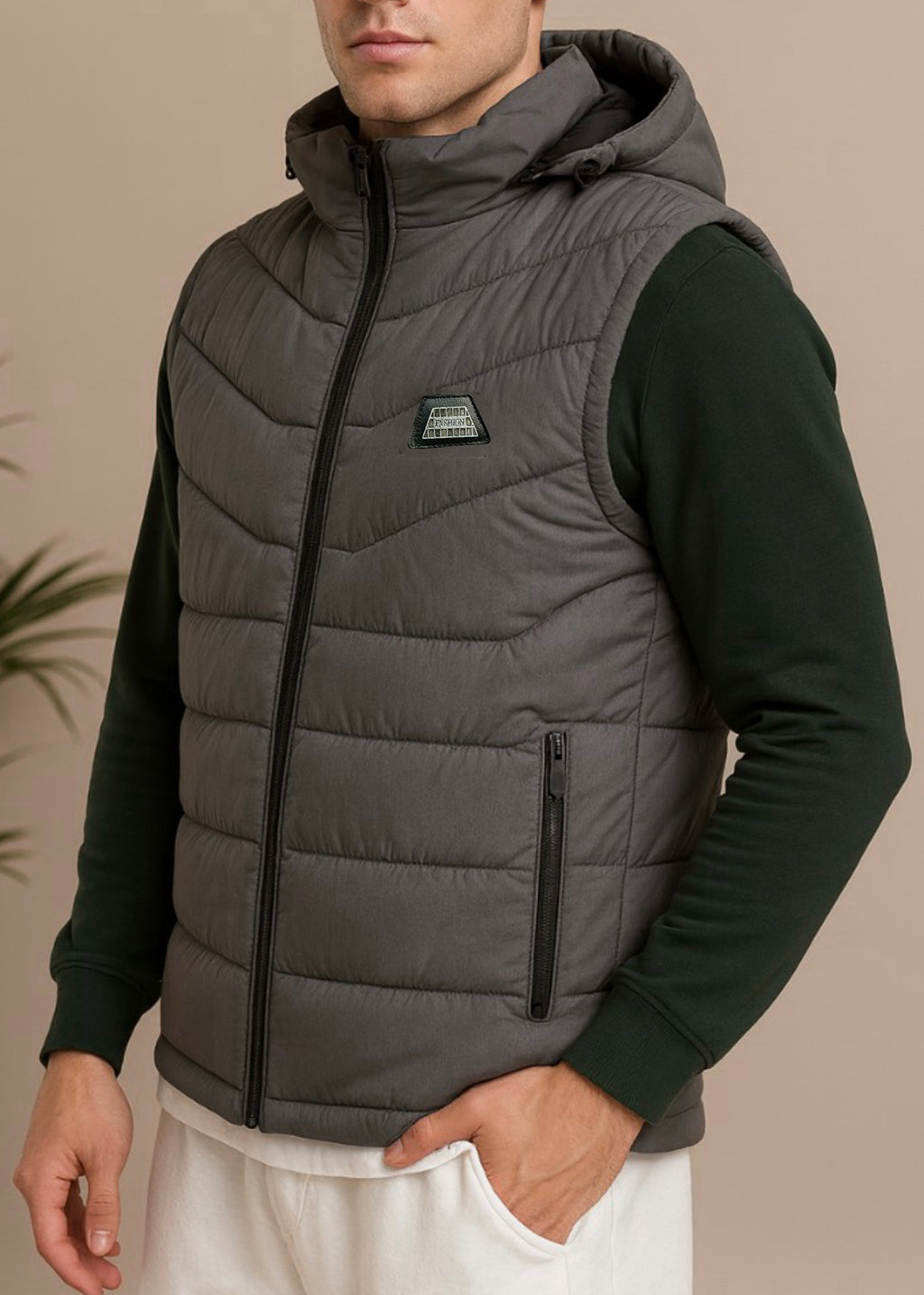 SLEEVLESS REMOVABLE & DETACHABLE JACKET-GREY