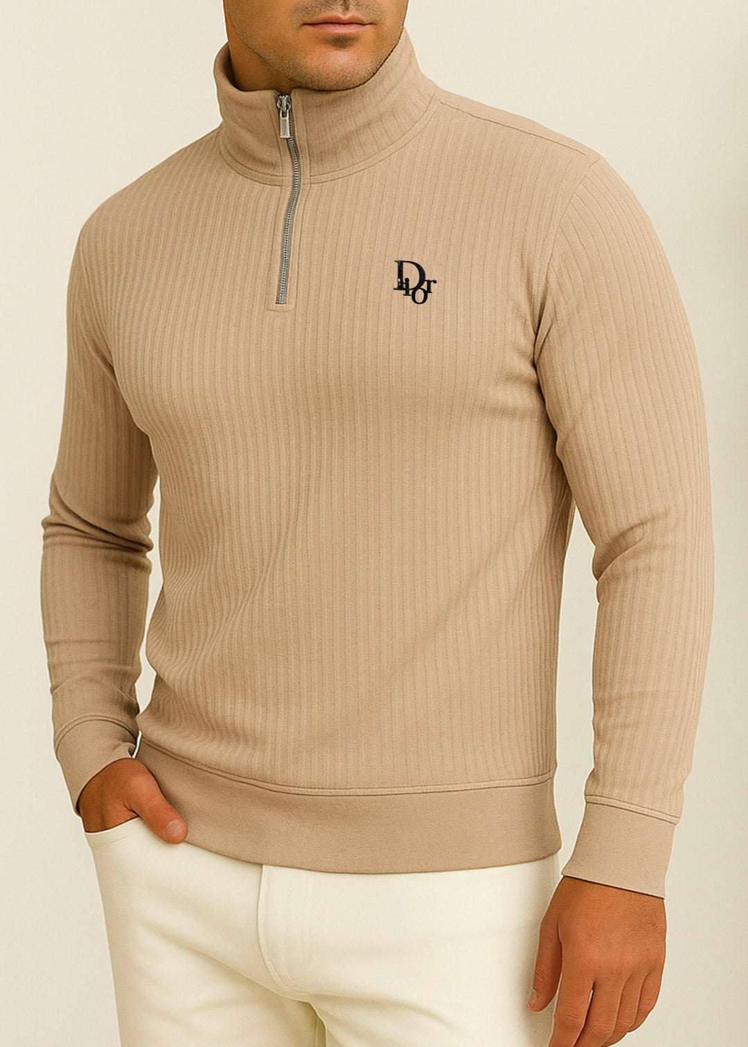 THE ELEVATE-VELOCITY MOCK NECK BEIGE