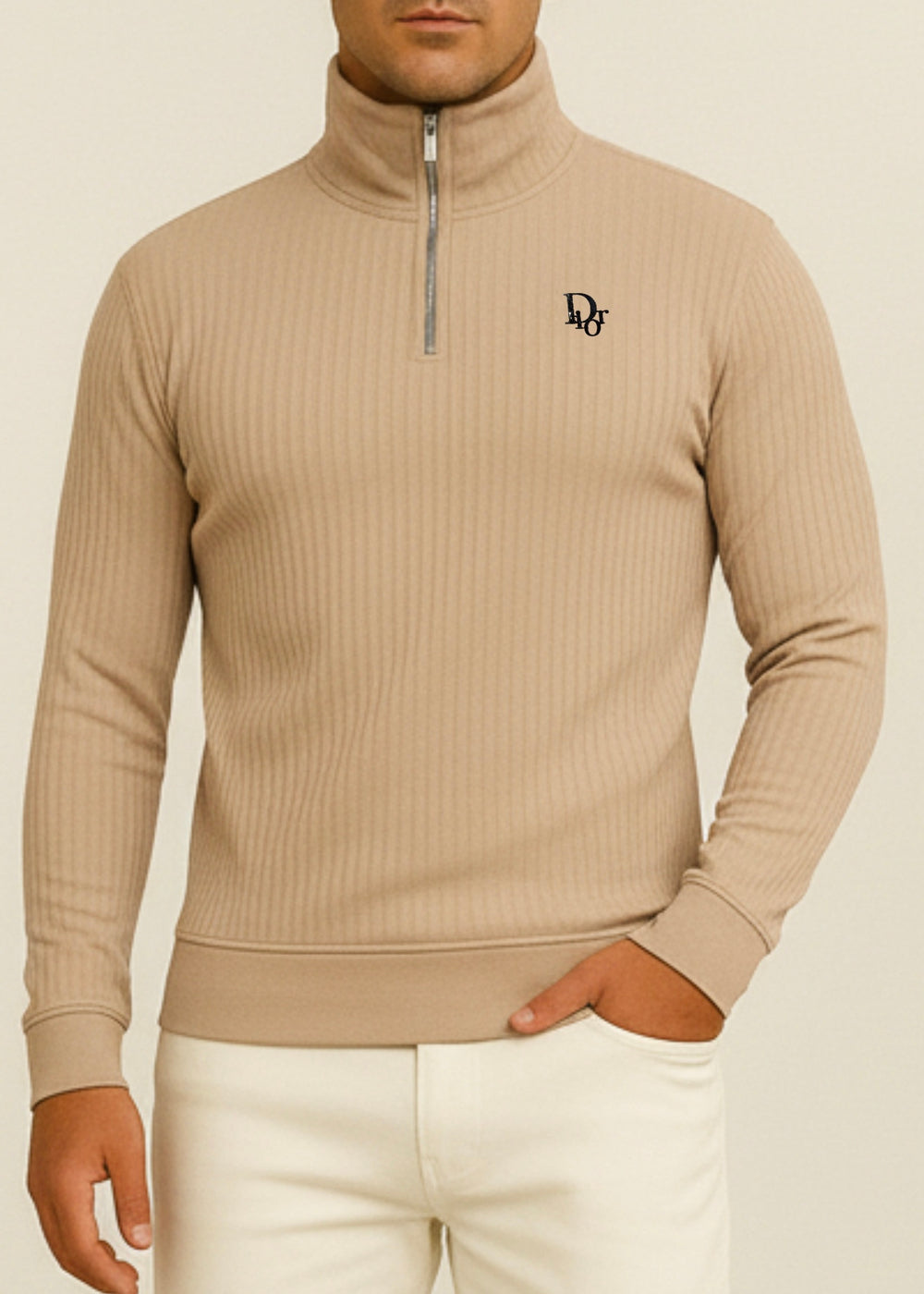 THE ELEVATE-VELOCITY MOCK NECK BEIGE