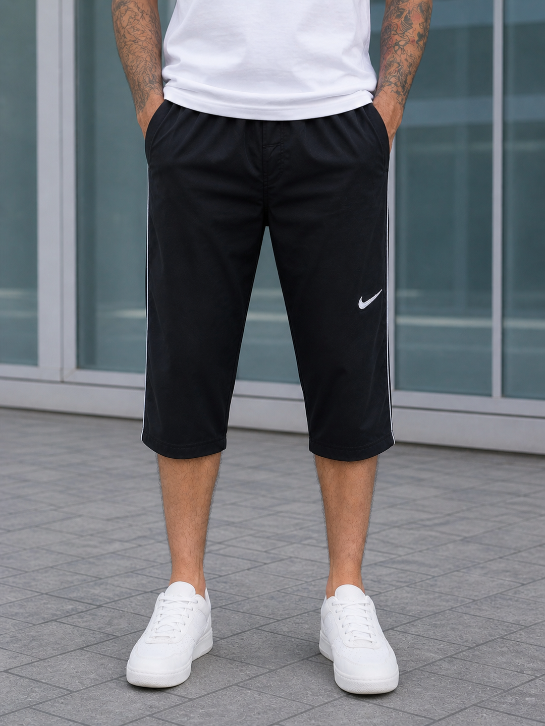 Easy-Wear Terry Shorts-BLACK