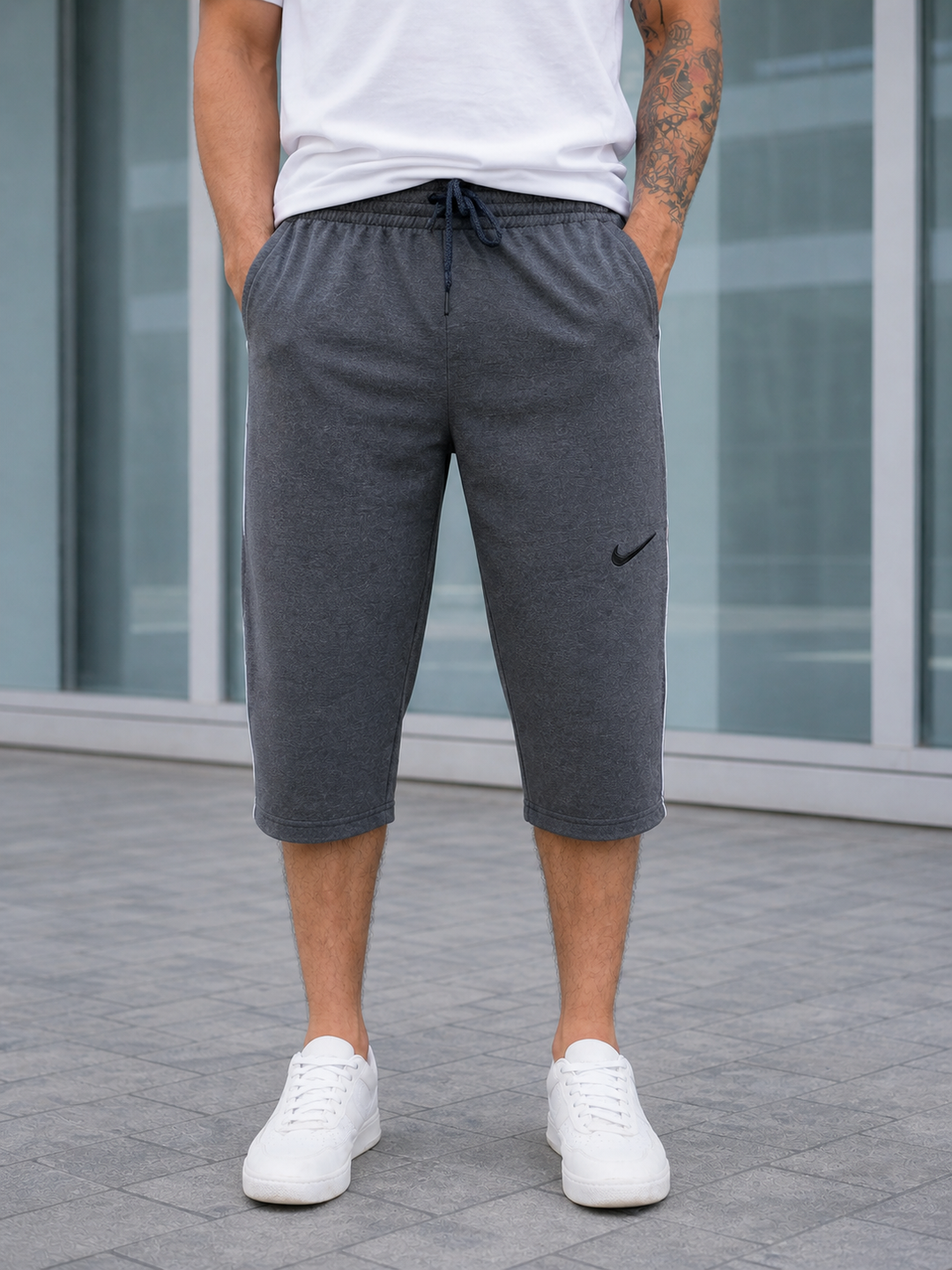 Easy-Wear Terry Shorts-CHARCOAL