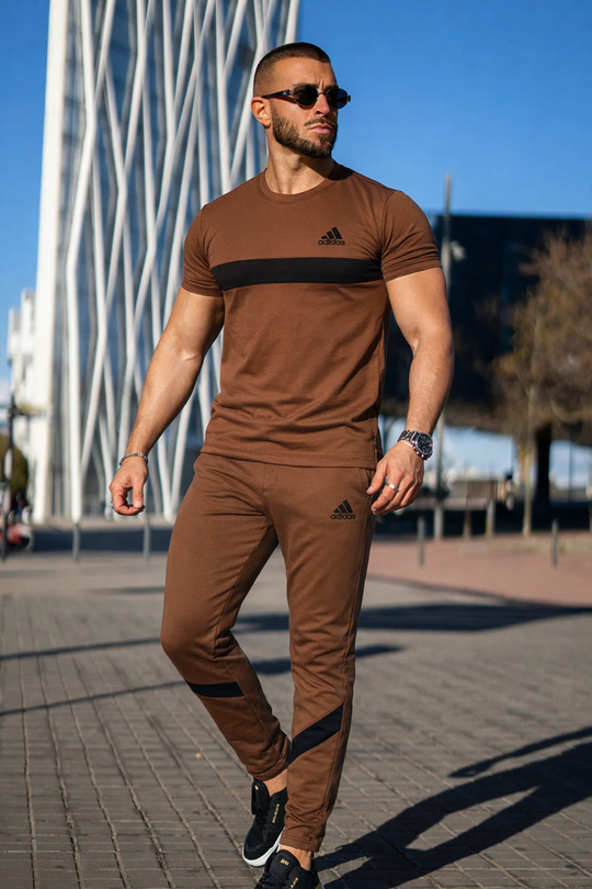 006 Perform Flex Tracksuit coolest cotton tracksuit - brown