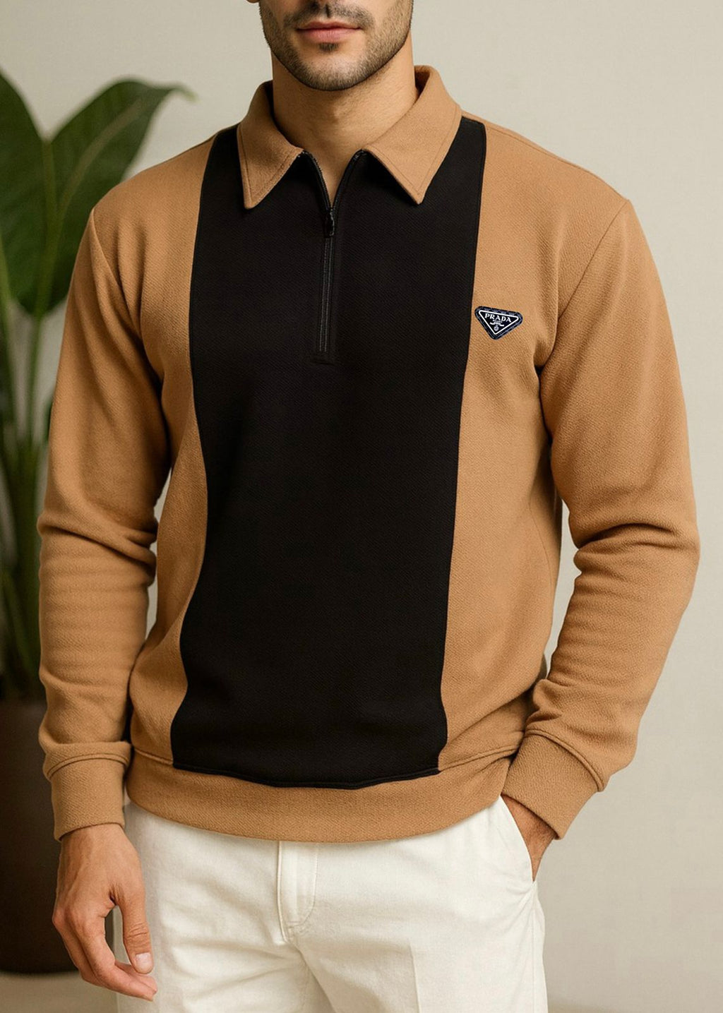 BROWN STRIDE CONTRAST POLO-LF