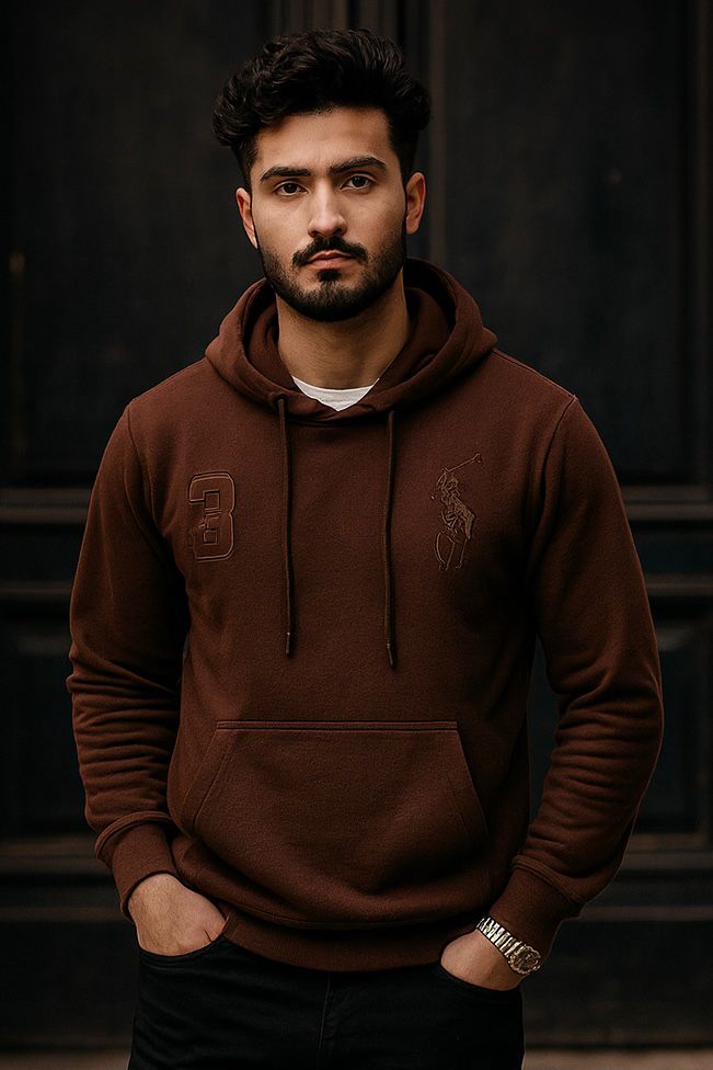 0.01 COZY CLASSIC FLEECE HOODIE-BROWN