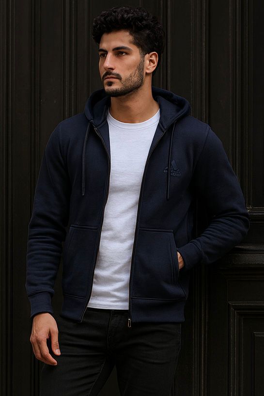 0.02 COMFORTABLE CLASSIC FLEECE HOODIE-BLUE