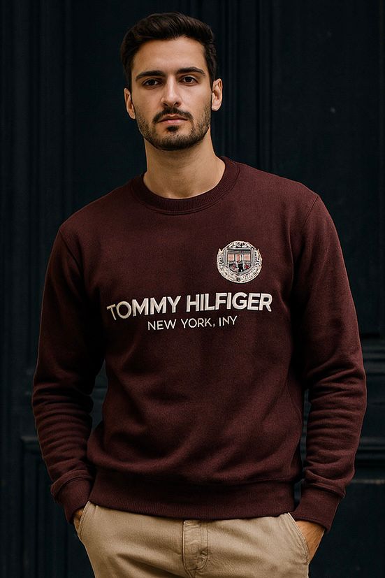 SOFT COTTON FLEECE SWEATSHIRT'S-BROWN