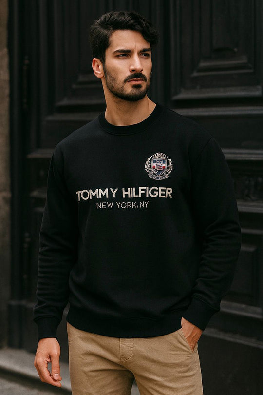 SOFT COTTON FLEECE SWEATSHIRT'S-BLACK