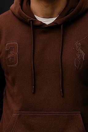 0.01 COZY CLASSIC FLEECE HOODIE-BROWN