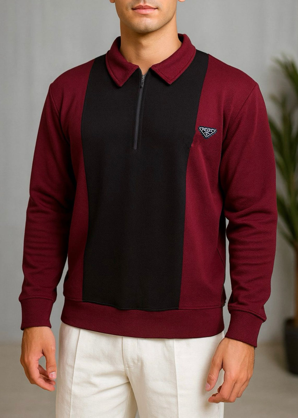 MAROON STRIDE CONTRAST POLO-LF
