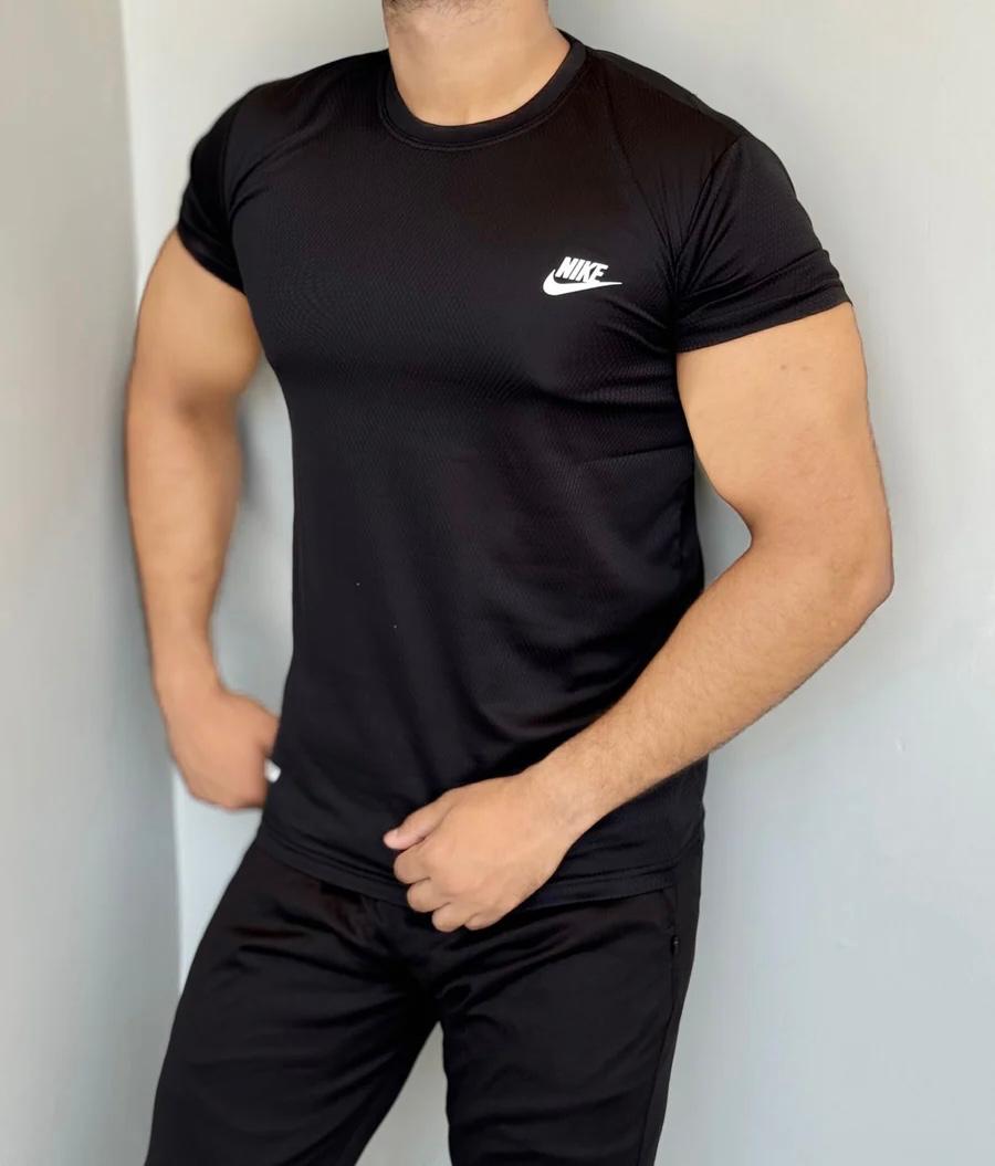 SMOOTH FLEX T-SHIRT WITH UNIQUE HALF SLEEVES DESIGN - BLACK