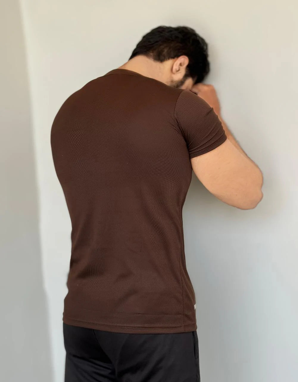 LYCRA COMFORT STYLISH HALF SLEEVES FORMAL T-SHIRT - BROWN